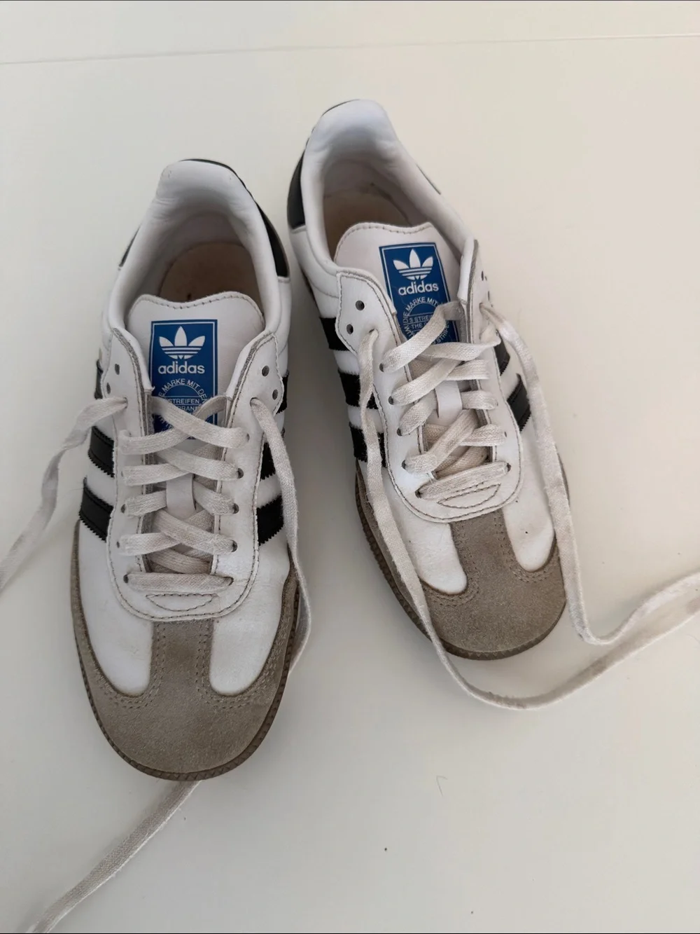 adidas kids sambas White Sneakers with Black Stripes